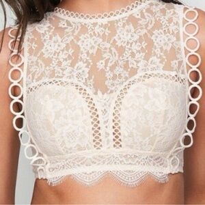 Lace Sheer Cropped Bralette BUNDLE OF 2! Black and ivory